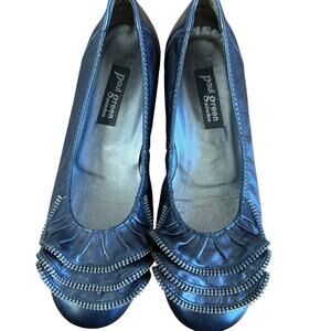 Paul Green Black Leather Flats Zipper Detail Size 6.5 (UK 4.5)